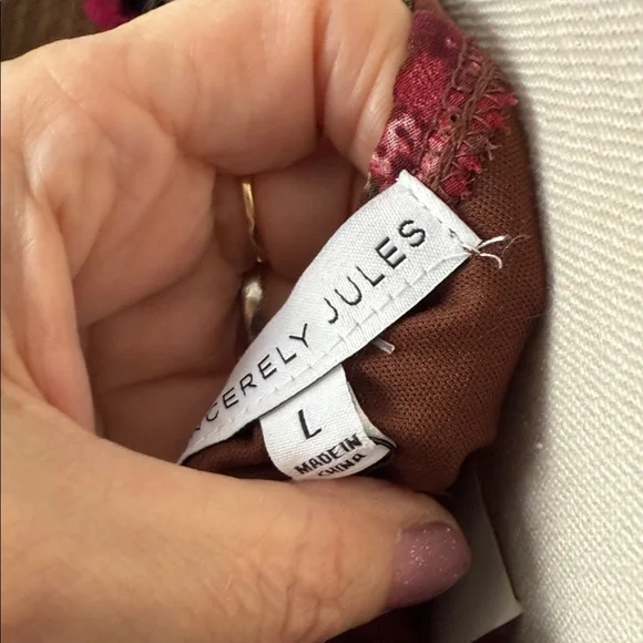 Floral Brown Asymmetrical bias cut Maxi Dress size L - Picture 7 of 7